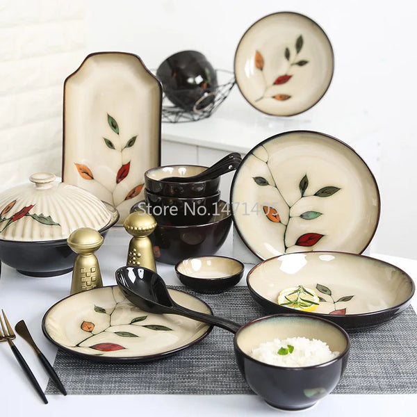 Cutlery Set Bowls and Dishes Household Set Bowls and Dishes Ceramic Dishes and Dishes Plate Dishes and Chopsticks Combination