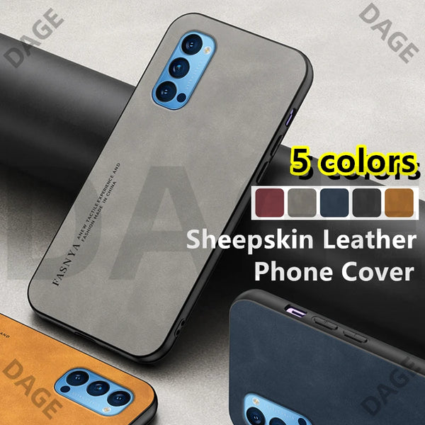 Sheepskin Leather Casing For OPPO Reno 5 4F 5F 2F Pro Plus A94 A93 4G Matte Soft Shockproof Back Cover