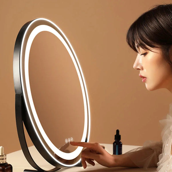 Bathroom Makeup Mirror Lights Lighted Cosmetic Vanity Mirror with Led Lights for Dressing Portable Vanity Mirror Light Round