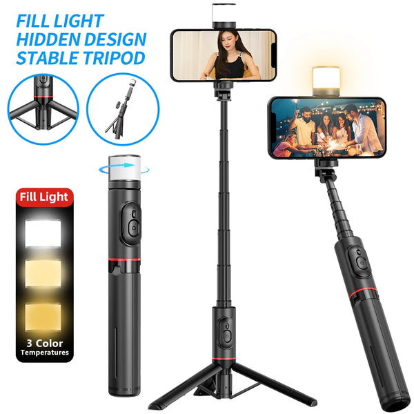 Portable Wireless Selfie Stick Tripod with Remote Fill Light Foldable Mini Phone Stand Holder Tripod for Mobile Smartphone New