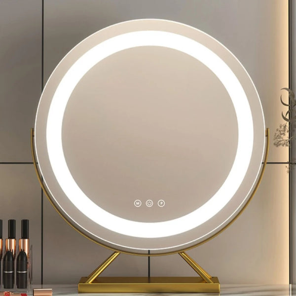 Cosmetic Makeup Mirror with Led Light Lighted Vanity Tabletop Dimmable Multi-color Trave Mirrors with 15x Spot Maganify Mirror