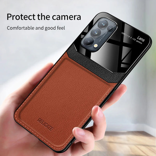 Luxury Original Leather Shockproof Case For OPPO Reno5 Pro Reno5 Camera Protect Phone Cover For Reno 5 Pro Silicone Frame Coque