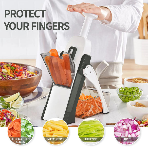 5 In 1 Safe Manual Vegetable Chopper Multi-function Slicer Kitchen Accessories Strips Julienne Dicer Mandoline Slicer